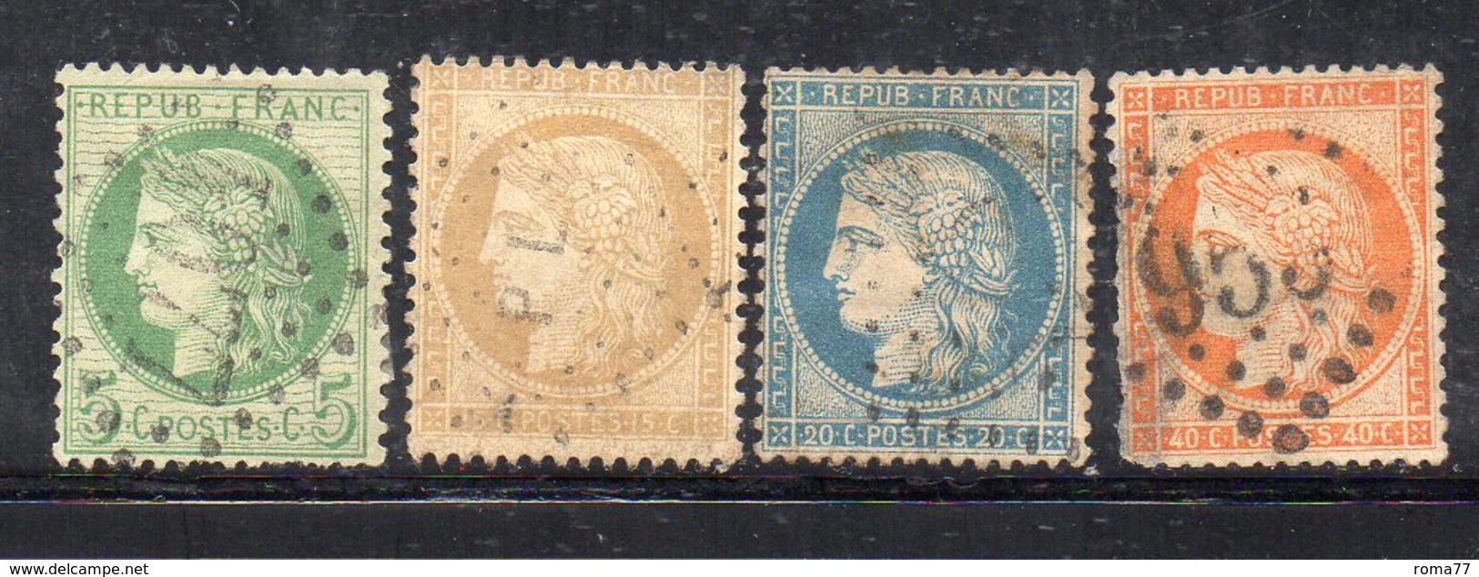 T148 - FRANCIA , 4 Valori Usati DIFETTOSI  (M2200). - 1871-1875 Ceres