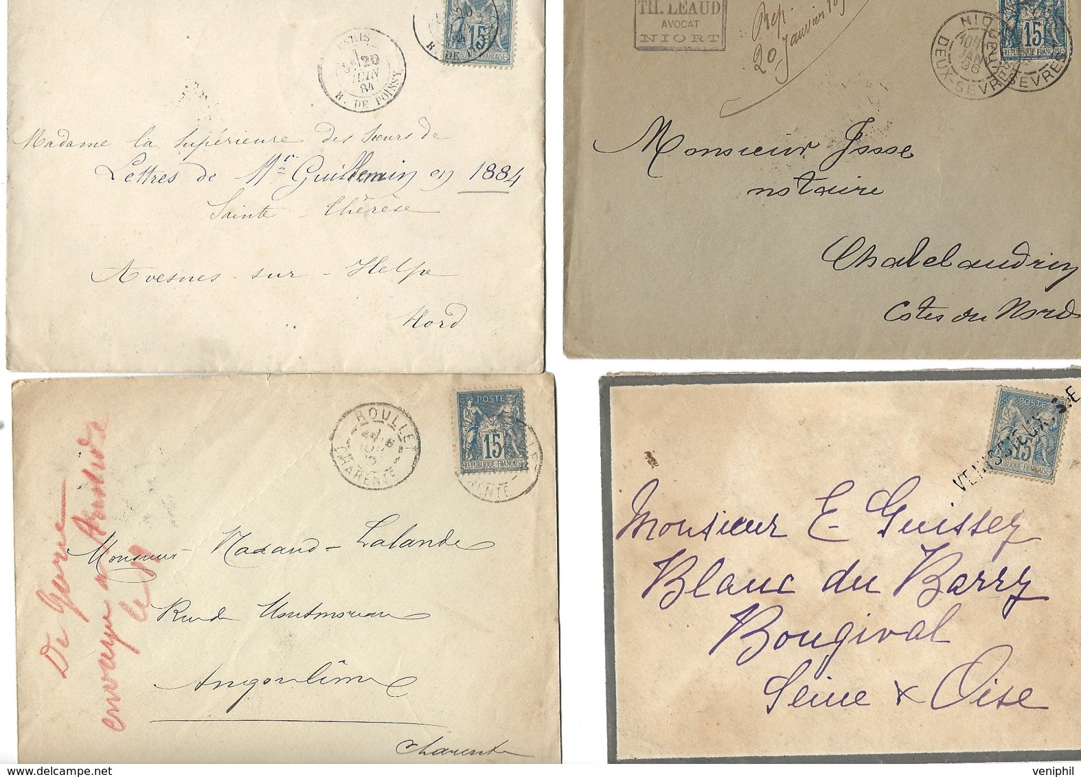 LOT DE 8 LETTRES AFFRANCHIES N° 90  -TB - ANNEE 1884 A 1900 - 1877-1920: Semi-moderne Periode