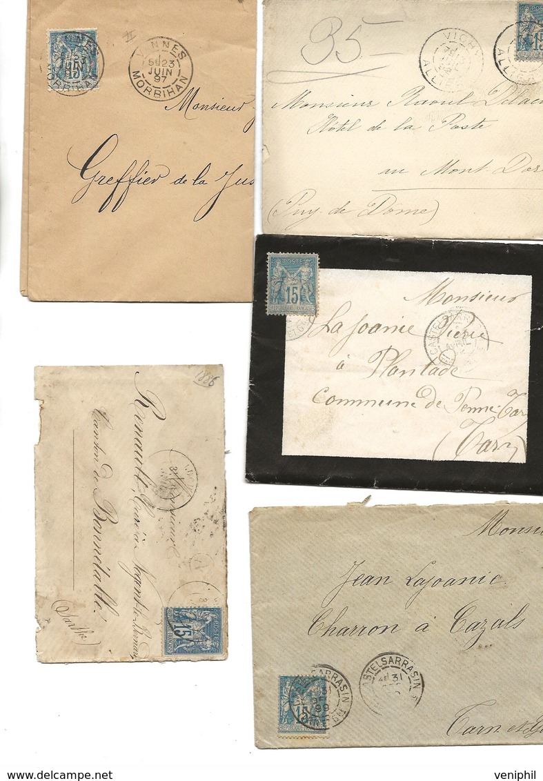 LOT DE 8 LETTRES AFFRANCHIES N° 90  -TB - ANNEE 1884 A 1900 - 1877-1920: Semi-Moderne