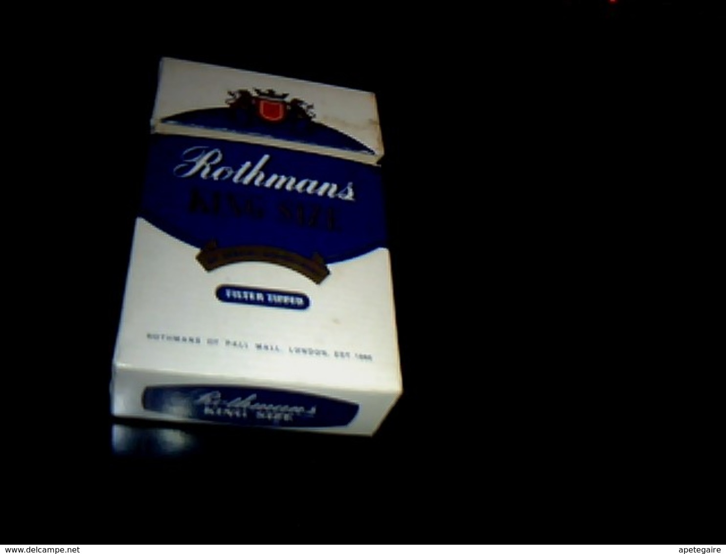 Angleterre Publicité Cigarettes Paquet Vide Ancien  En Carton Marque Rothmans King Size - Altri & Non Classificati