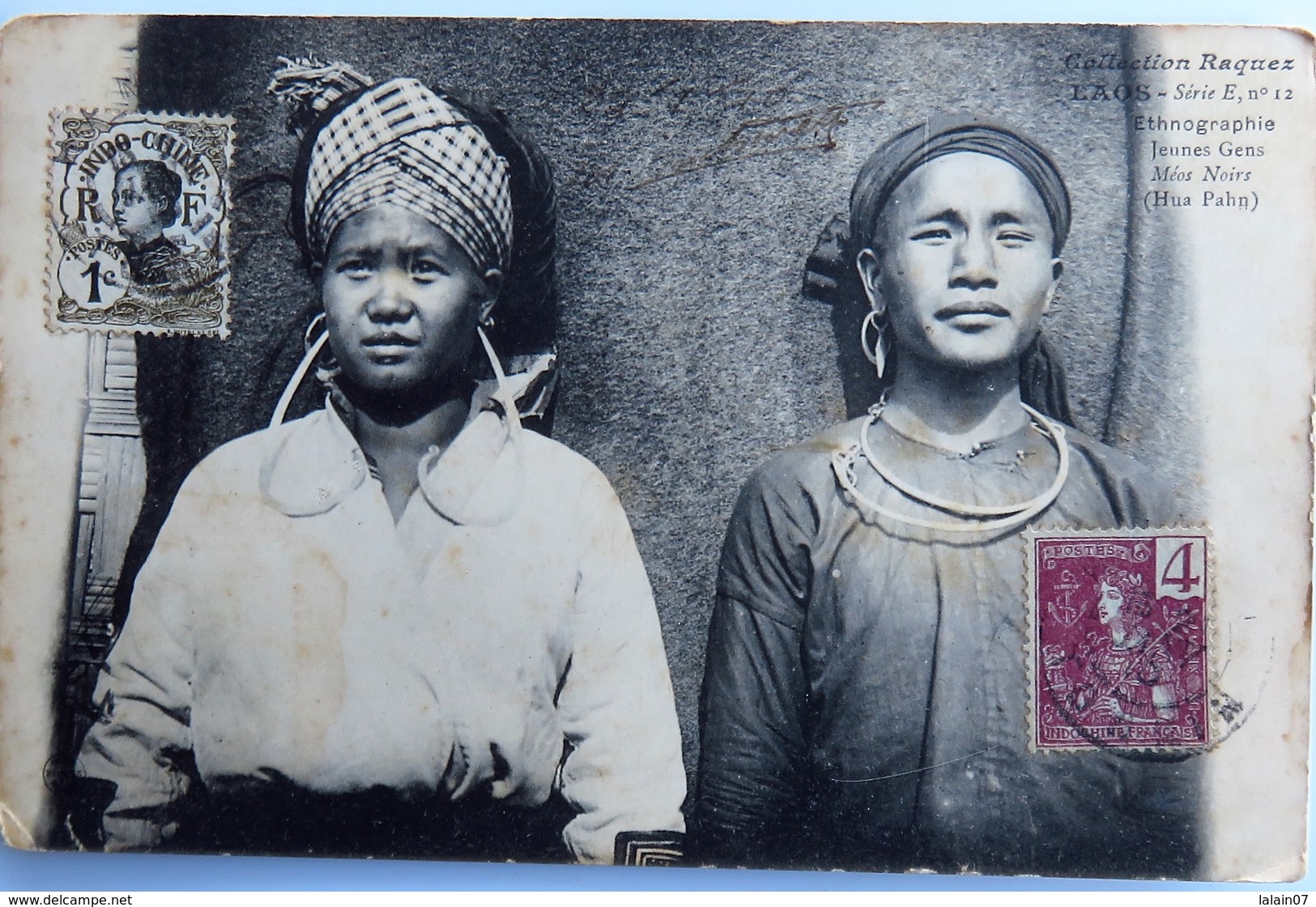 C. P. A. : LAOS : Jeunes Gens MEOS NOIRS (Hua Pahn), 2 Timbres En 1910 - Laos