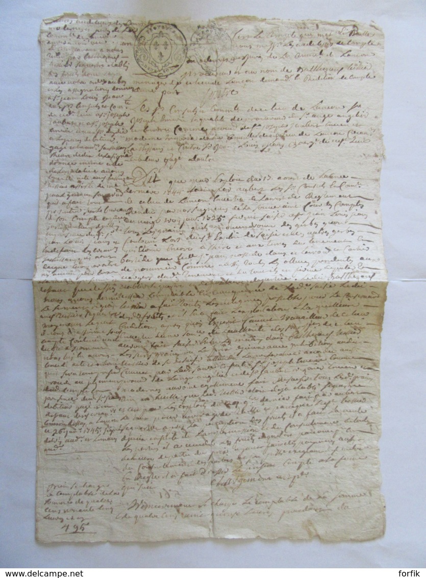 Grand Parchemin Manuscrit à étudier - Papier Timbre Provence Deux Sols - Une Date, 1745 En Page 4 - Documents Historiques