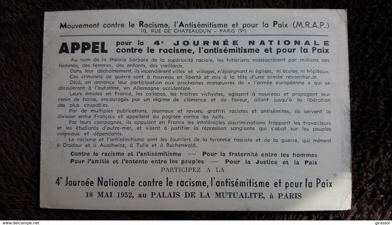 CPSM ILLUSTRATEUR EFFEL BARQUE 3 RACES COLOMBE PAIX ARC EN CIEL BATEAU ARCHE DE NOE MOUVEMENT CONTRE RACISME - Effel