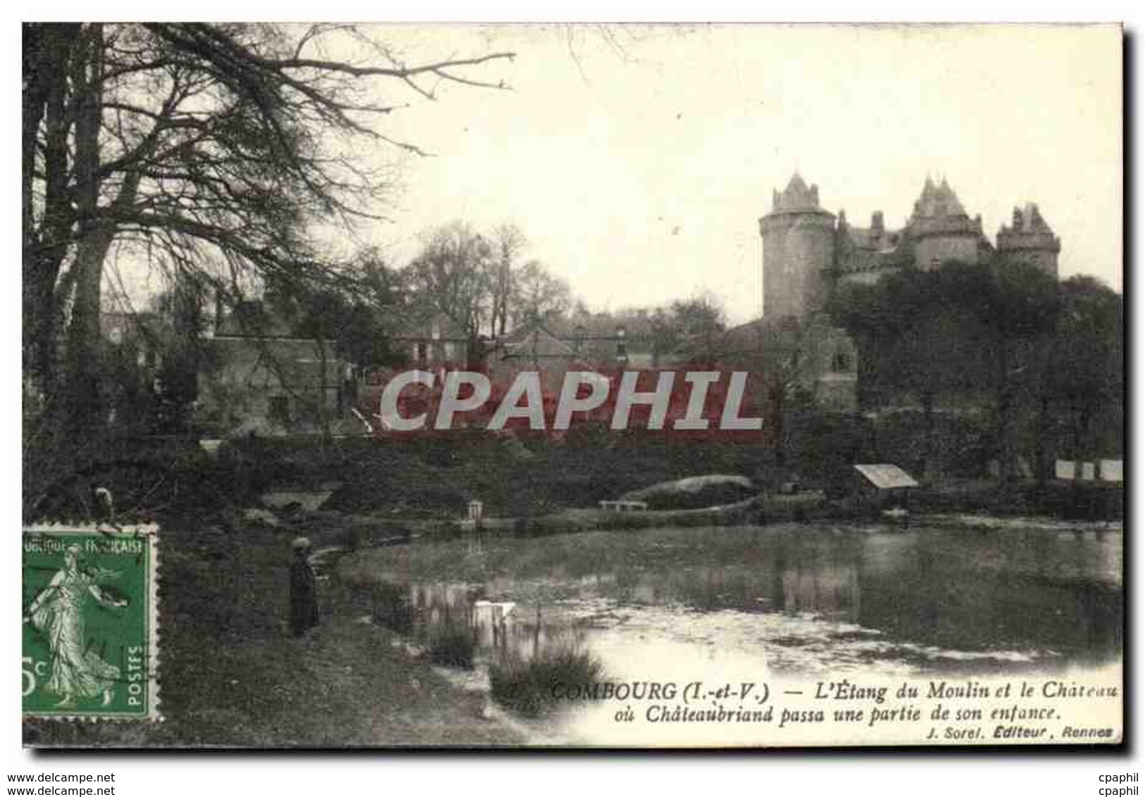 CPA Combourg L Etang Du Moulin Et Le Chateau - Combourg