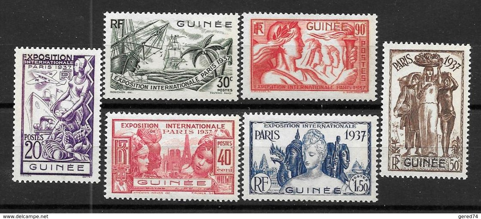 GUINEE Colonie Française : Série "Expo 37"  N° 119 à 124 ** (cote 15,60 €) - Nuovi