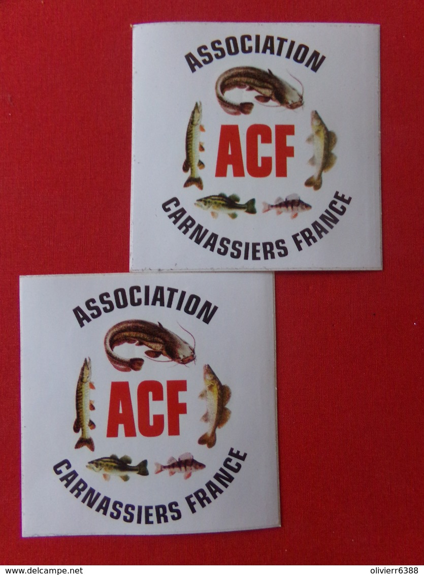 2 Autocollants ACF Association Carnassiers France Poisson Pêcheur Pêche 10 X 10 Cm - Pêche