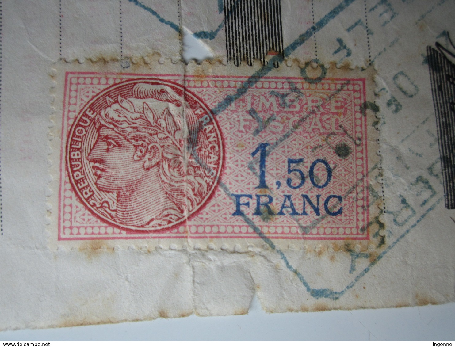 1935 BELFORT REÇU E. MISSEREY Notaire Timbre fiscal 3 Francs Timbre fiscal 1,50 Francs (abîmée)