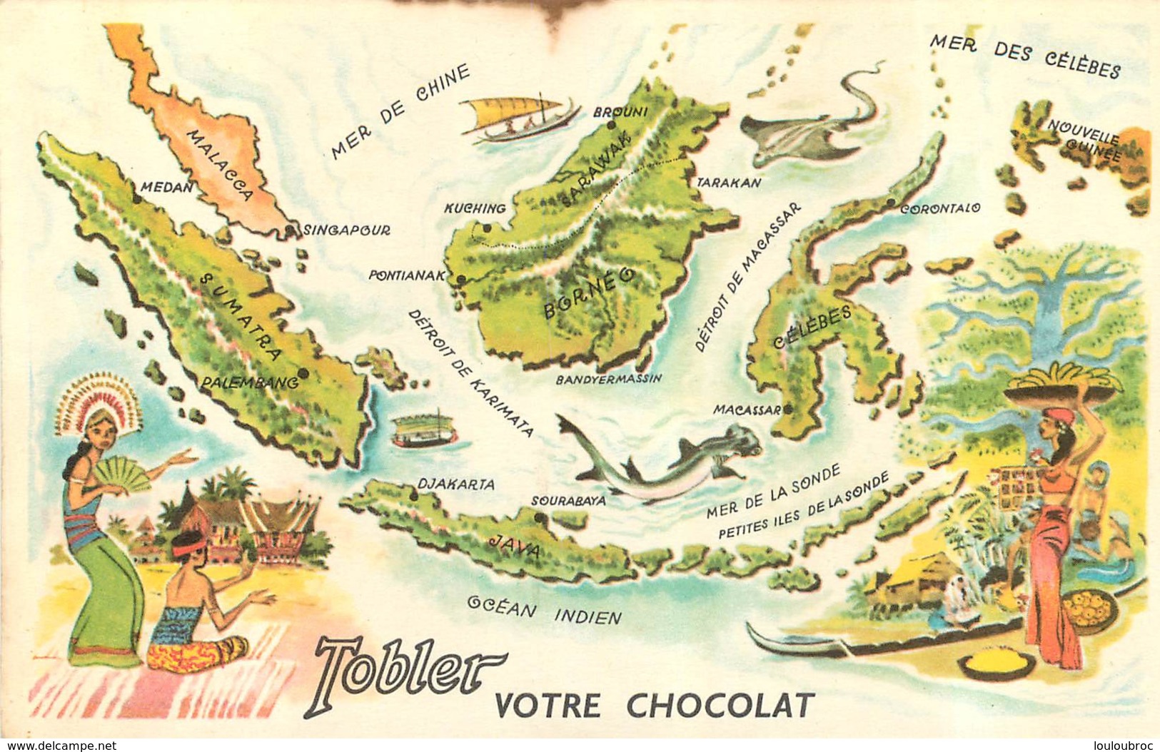 LOT DE 10 CHROMOS CHOCOLAT TOBLER LE TOUR DU MONDE N°1 A N°10 FORMAT CPA - Autres & Non Classés