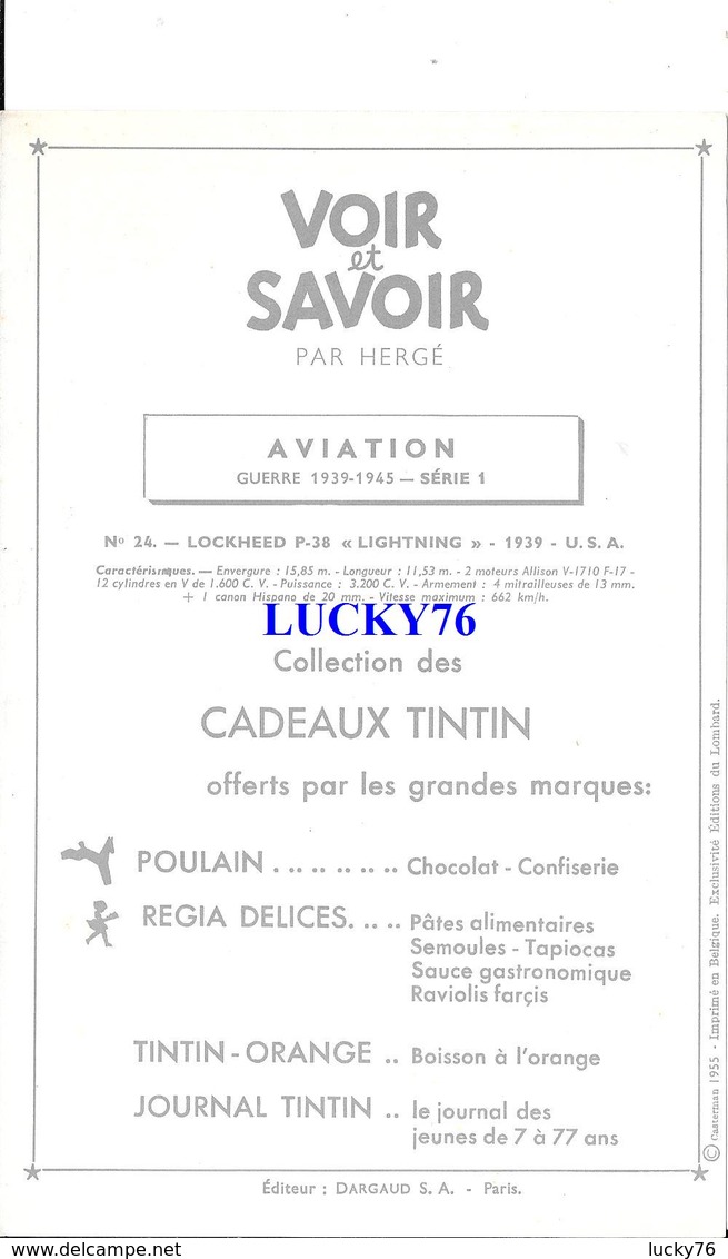 Voir Et Savoir Par Herge Aviation Lockheed P 38 Lightning 1939 U S A Collection Des Tintins - Vliegtuigen
