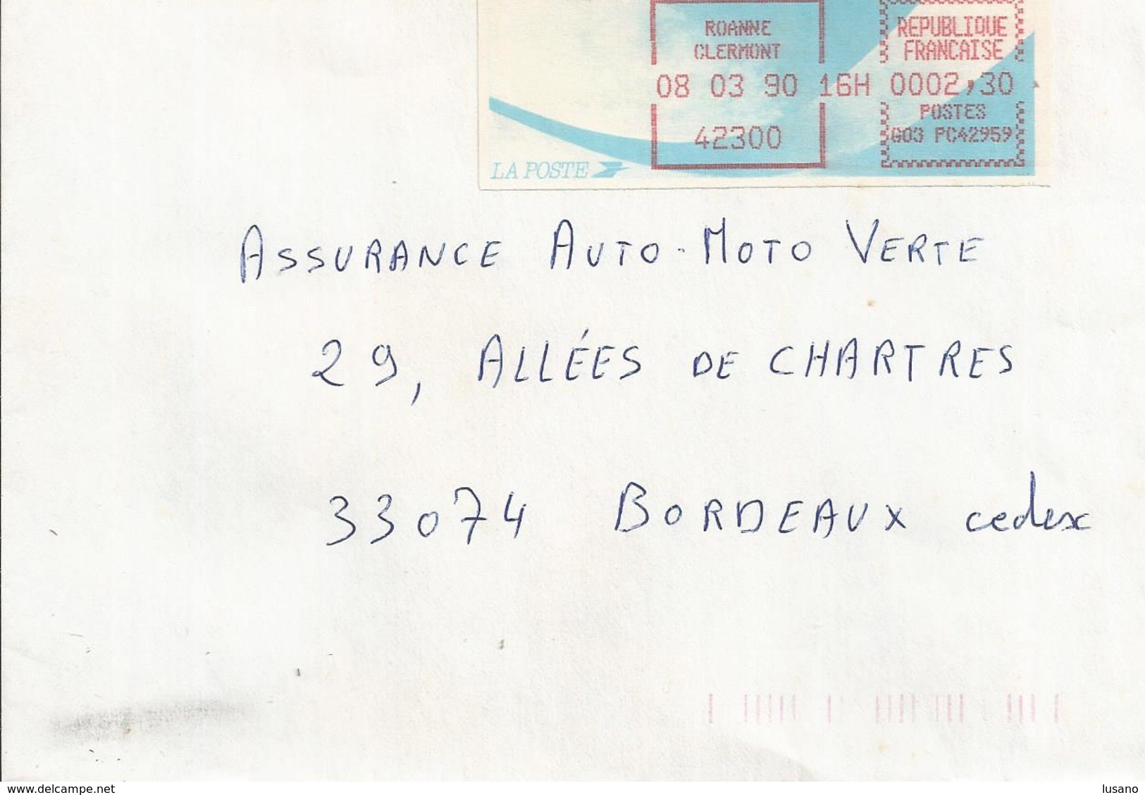 Vignette D'affranchissement Type "Comète" Sur Enveloppe - Bureau De Roanne Clermont (Loire) - 1988 Type « Comète »