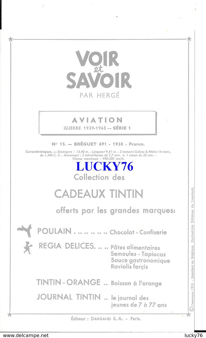 Voir Et Savoir Par Herge Aviation Breguet 691 1938 France Collection Des Tintins - Airplanes