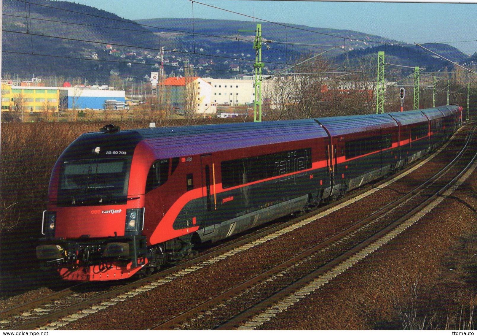 OBB Railjet Leading Car No. 80-90-703 Near Torokbálint (Hungary) In 2009  -  CPM - Eisenbahnen