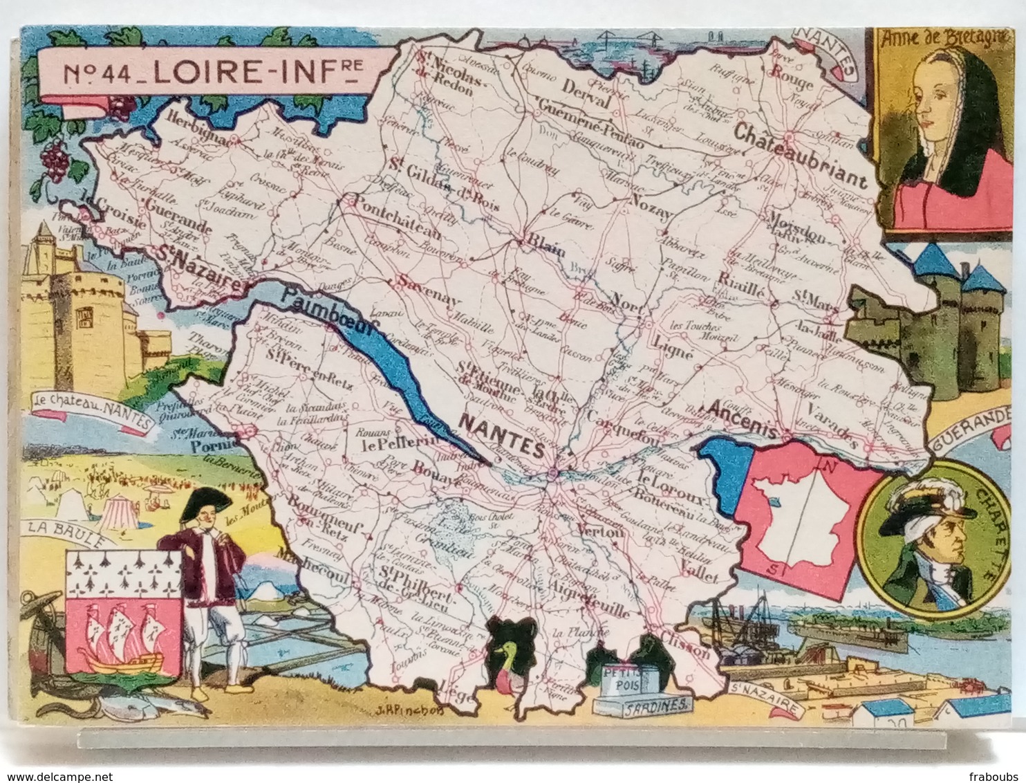 CARTE GEOGRAPHIQUE PINCHON N° 44 - LOIRE INFERIEURE - BLONDEL LA ROUGERY 1945 - Other & Unclassified