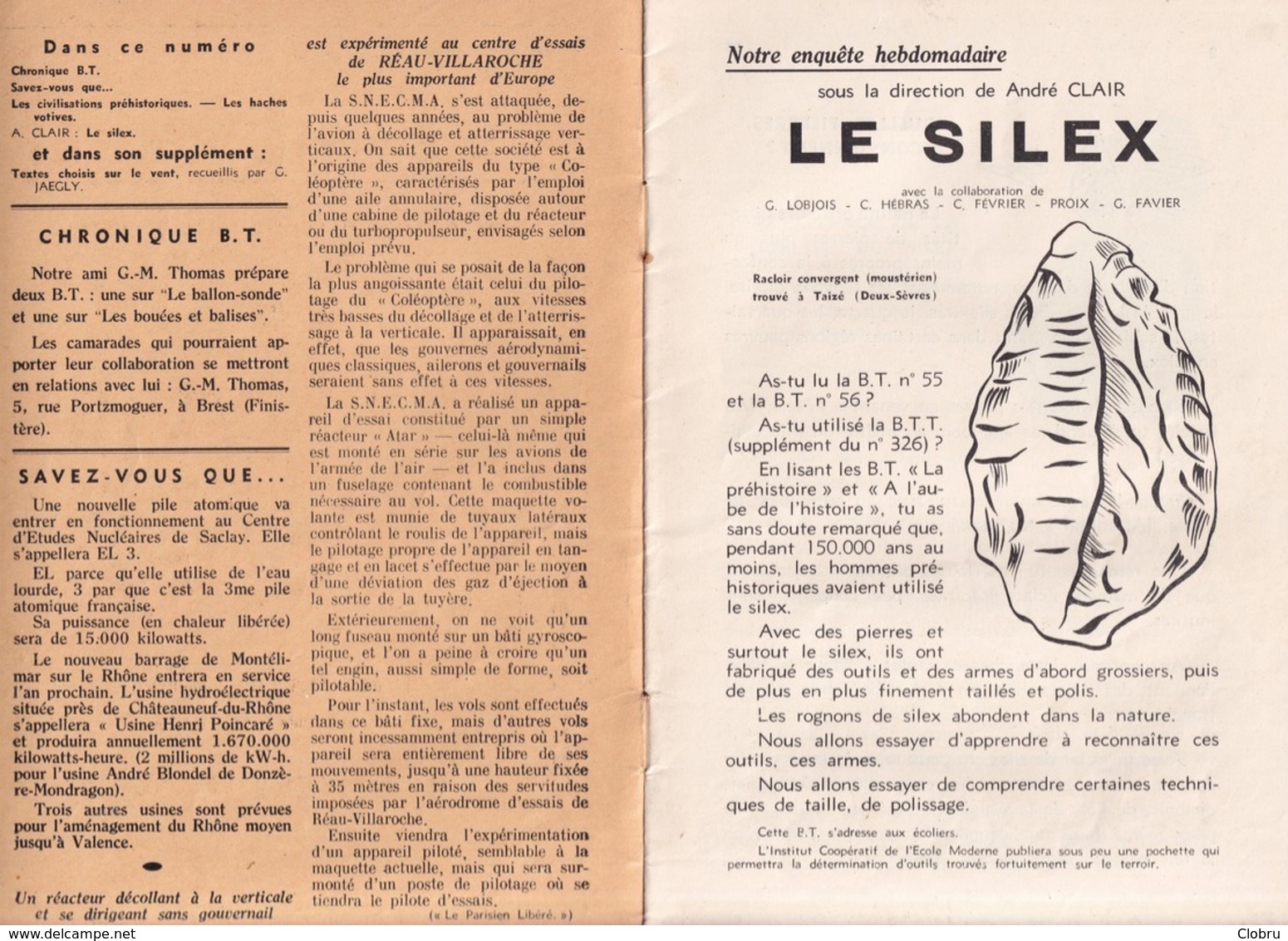 Bibliothèque De Travail, N° 359, Le Silex 1956 - 6-12 Anni