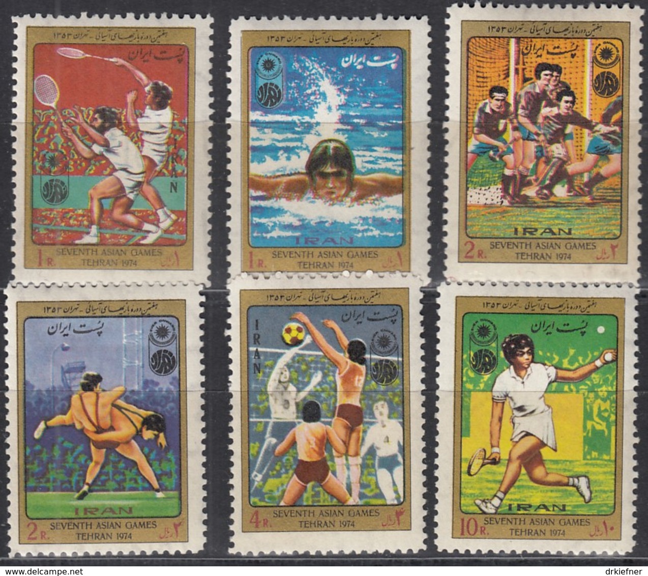 IRAN  1715-1720, Postfrisch **, Asiatische Sportspiele, Teheran, 1974 - Iran
