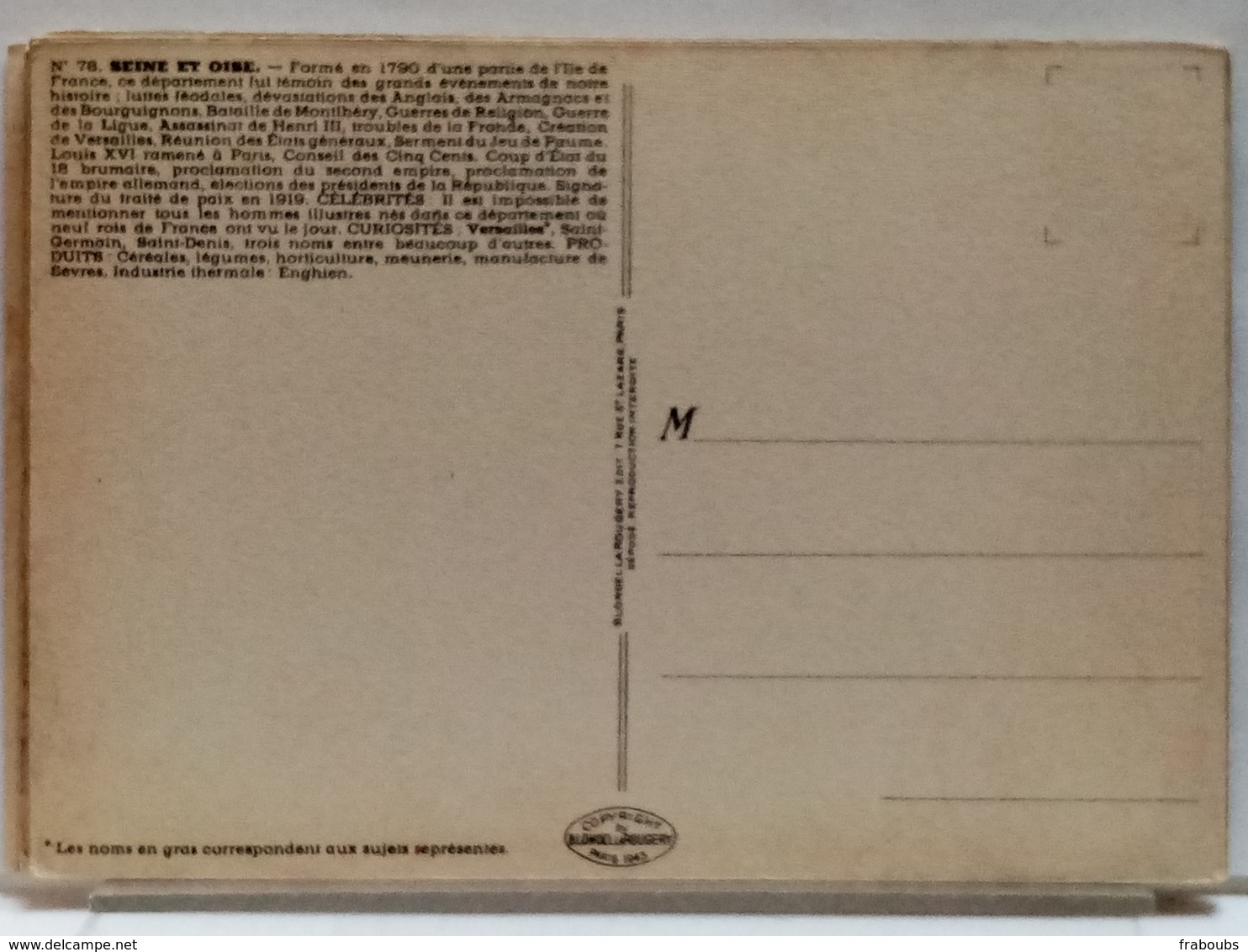 CARTE GEOGRAPHIQUE PINCHON N° 78 - SEINE ET OISE - BLONDEL LA ROUGERY 1945 - Other & Unclassified