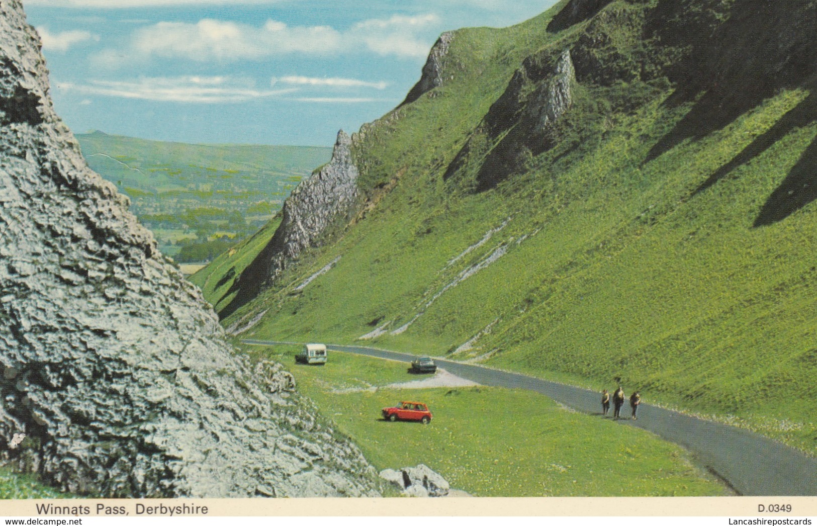 Postcard Winnats Pass Derbyshire Red Austin Mini In Foreground My Ref  B13985 - Derbyshire