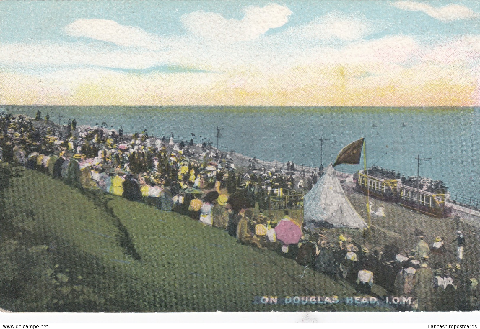 Postcard On Douglas Head I O M Isle Of Man Animated With Open Top Tram My Ref  B13987 - Isle Of Man