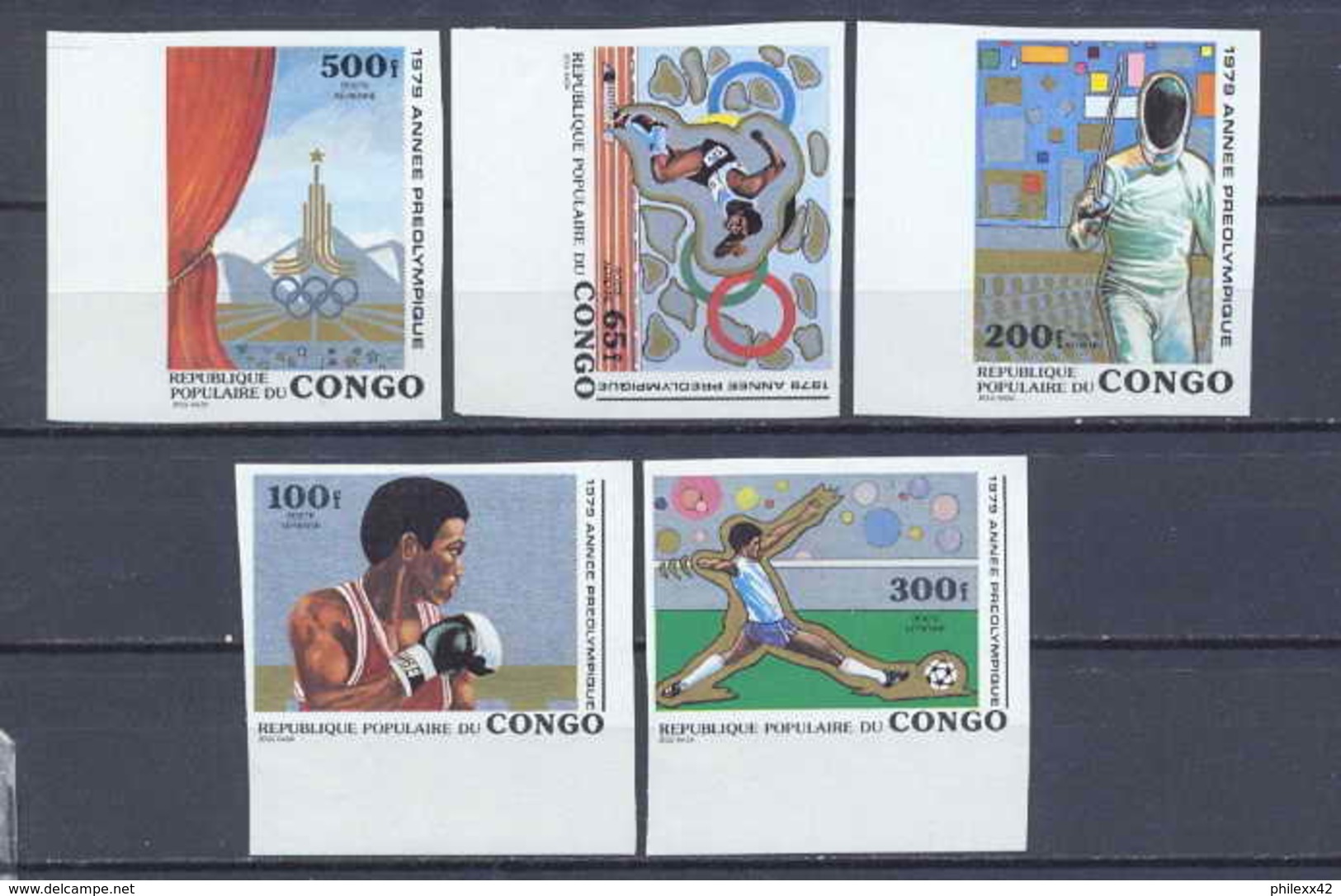 Congo 458 Non Dentelé Imperforate PA N°254/258 Jeux Olympiques Olympic Games Moscou 80 Cote 75 Euros MNH ** - Neufs