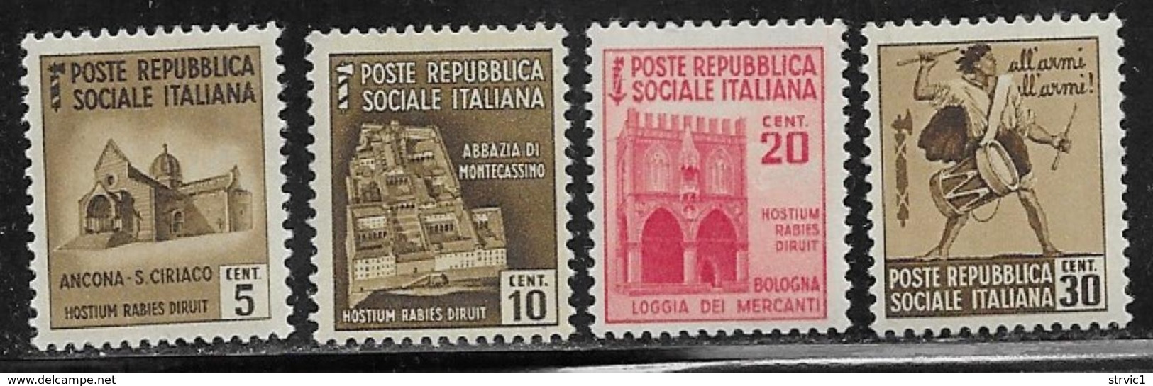 Italy Social Republic Scott # 22-4, 26 MNH Various Subjects, 1944 - Mint/hinged