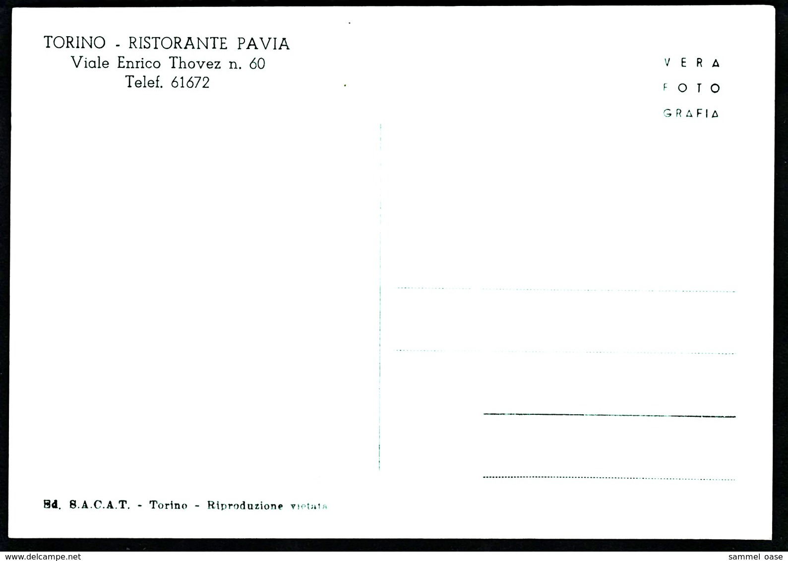 Torino / Turin  -  Ristorante Pavia  -  Ansichtskarte Ca.1970    (12442) - Wirtschaften, Hotels & Restaurants