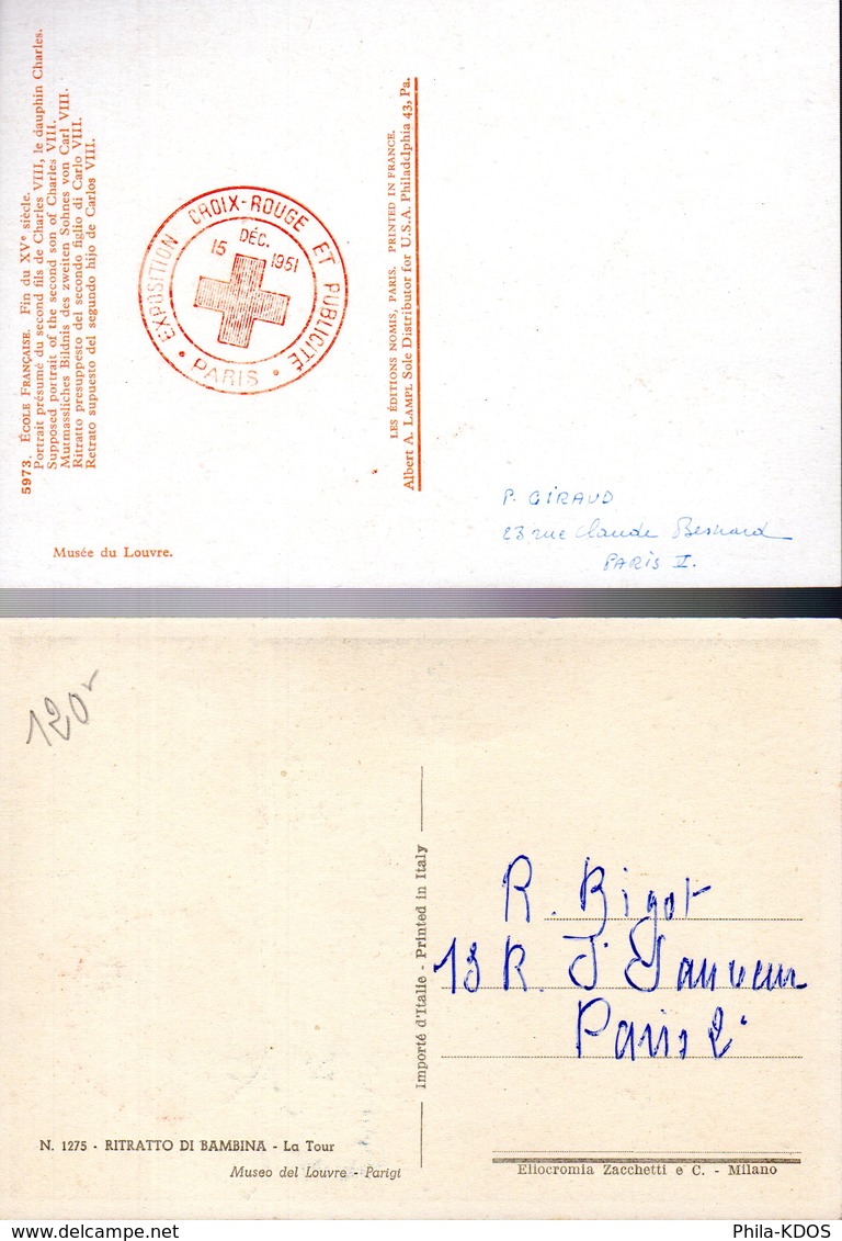 " CROIX ROUGE 1951 " Sur 2 Cartes Maximum N° YT 914 915 . Voir Les 2 Scans Parfait état.CM - Red Cross