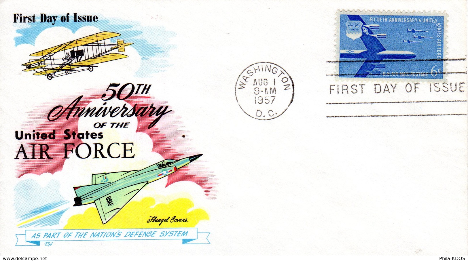 " 50 ANS DE L'US AIR FORCE " Sur Enveloppe 1er Jour De 1957. Parfait état. FDC - Militaria