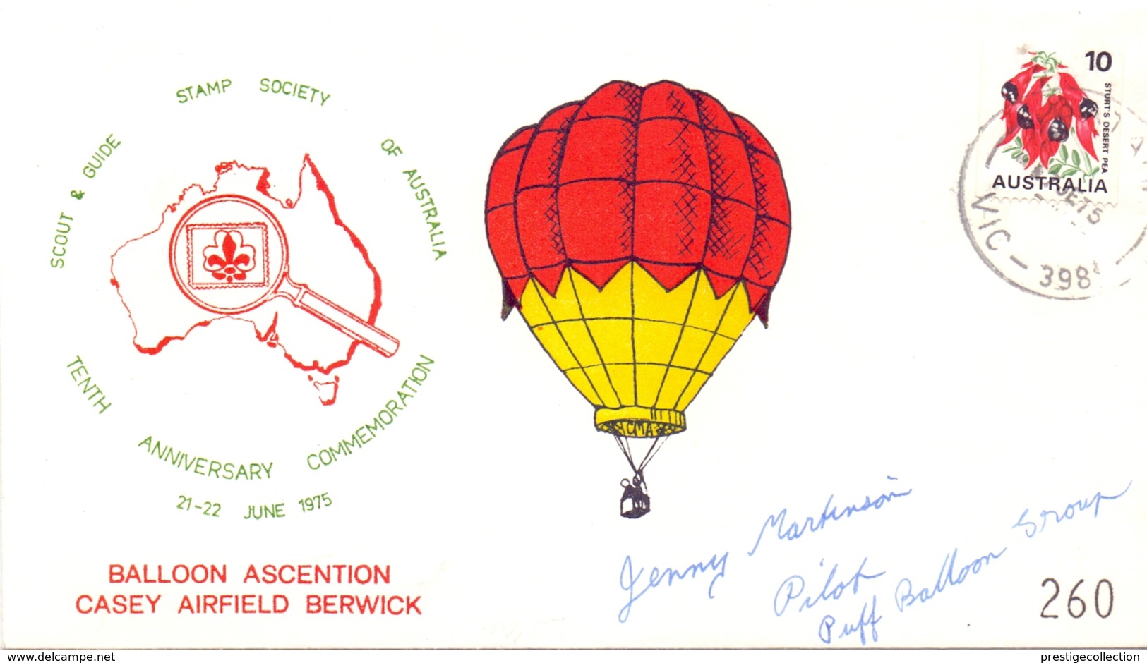 AUSTRALAI BALLON POST FDC 1975   COVER  (FEB201457) - Premiers Vols