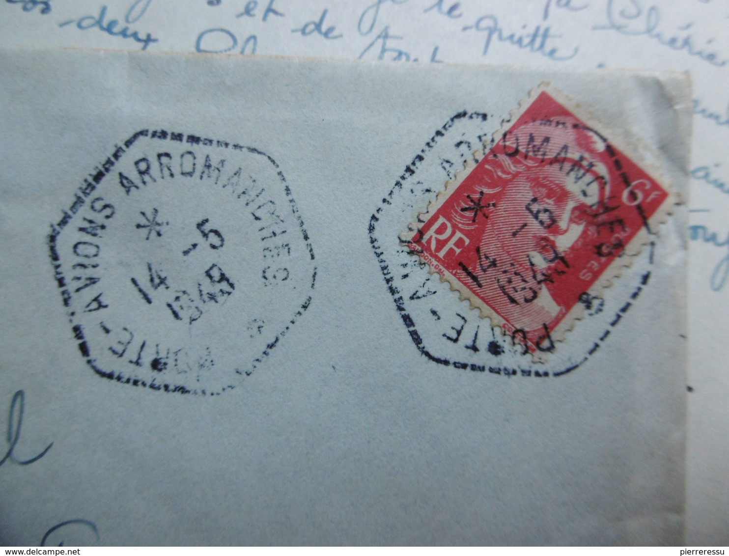 LETTRE POSTE NAVALE CACHET PORTE AVIONS ARROMANCHES CASABLANCA VIA HYERES 1949 - Schiffspost