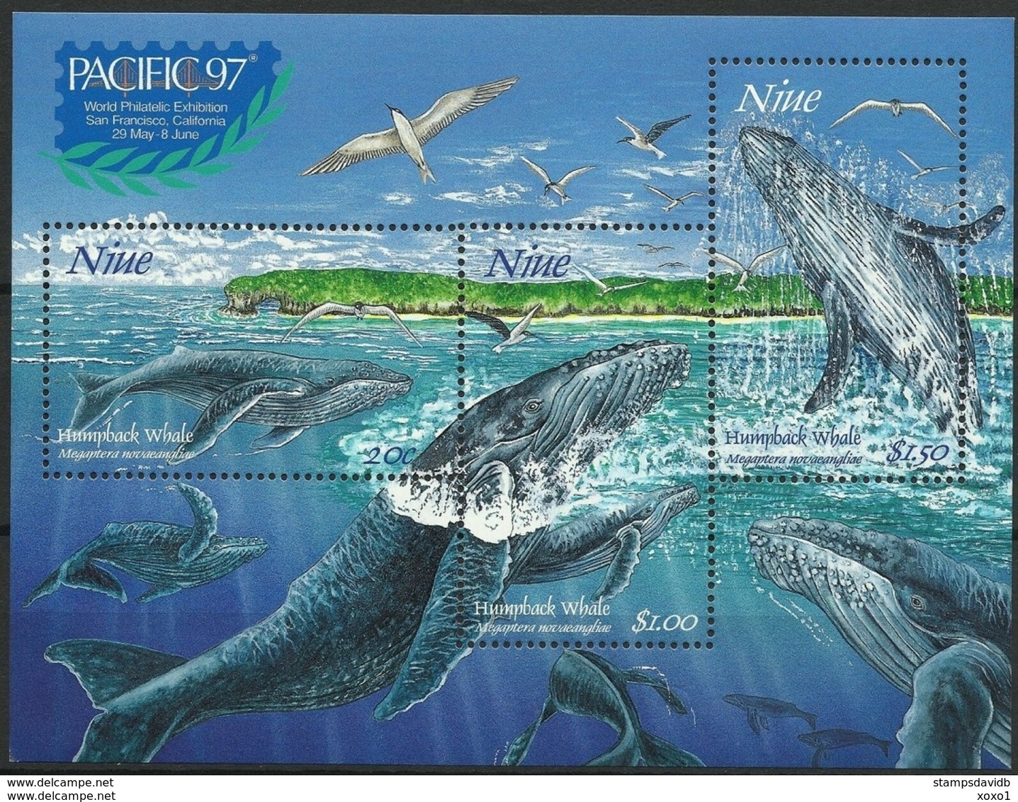 NIUE 1997  (Block 124) Whales Marine Life S\sh  MNH **  5,50 € - Whales