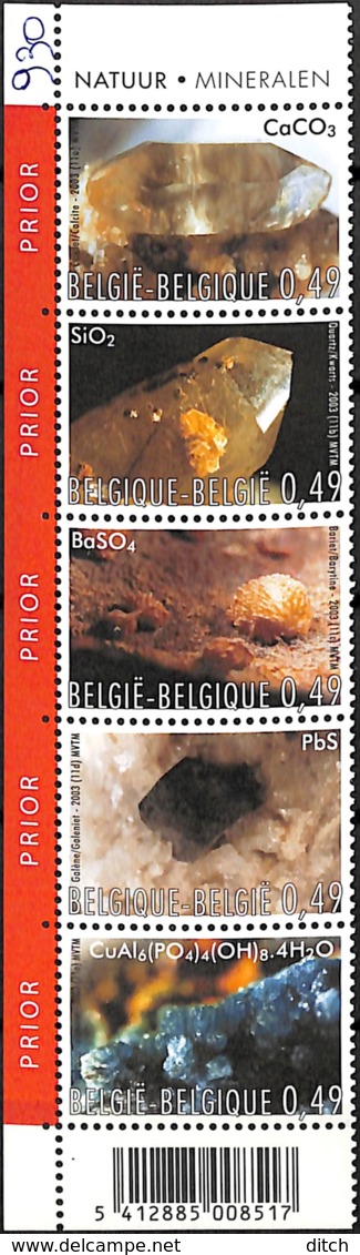 D - [154387]TB//**/Mnh-Belgique 2003 - N° 3174/78, La Bande, Minéraux, Nature, Sc, SNC - Minéraux