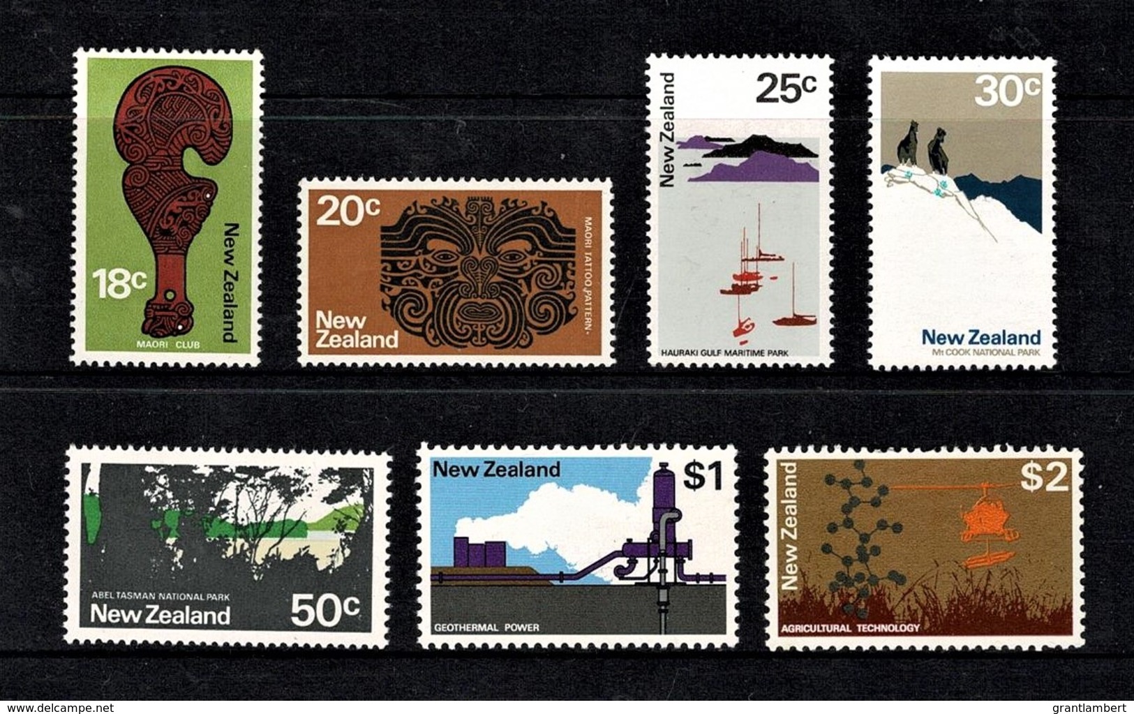 New Zealand 1970 Definitives Higher Values 18c - $2 Complete MNH - Unused Stamps