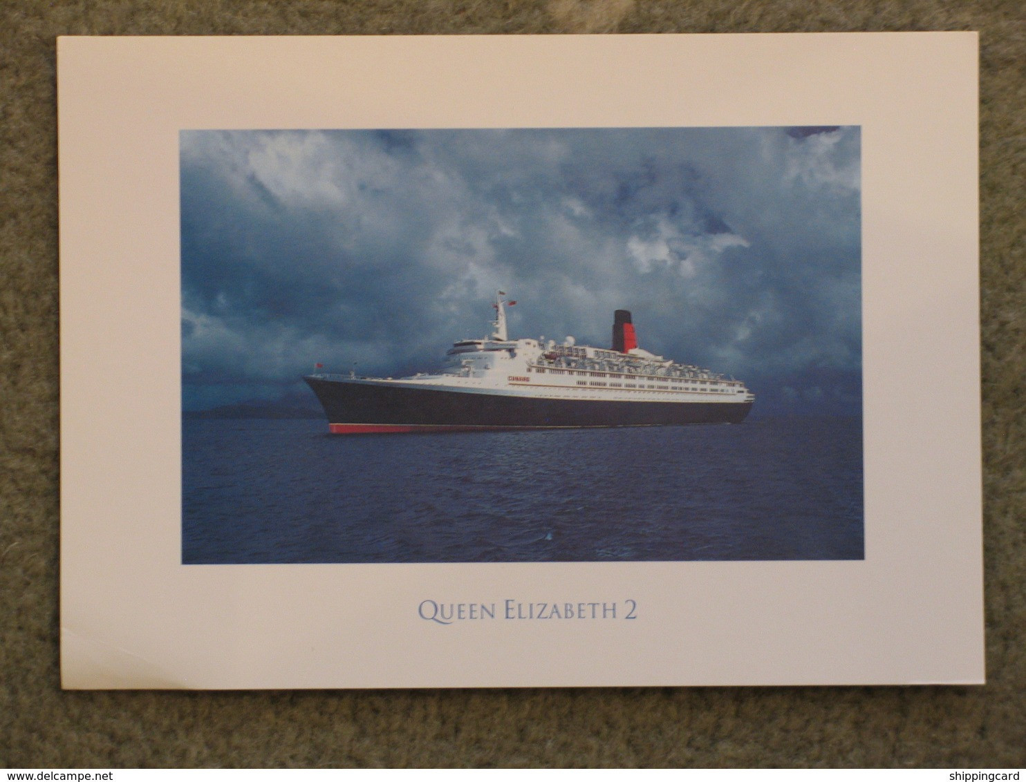 CUNARD LINE QUEEN ELIZABETH 2 (QE2) BOW VIEW OFFICIAL 1990S - Passagiersschepen