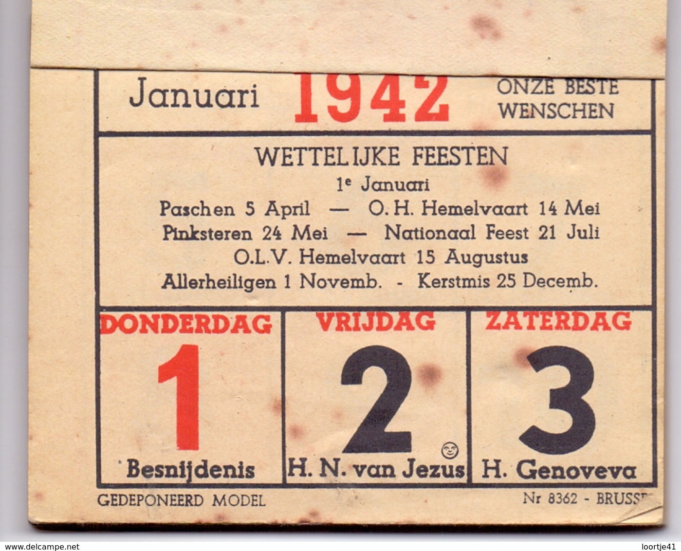 Kalender Calendrier - 1942 - Weekblok - Petit Format : 1941-60