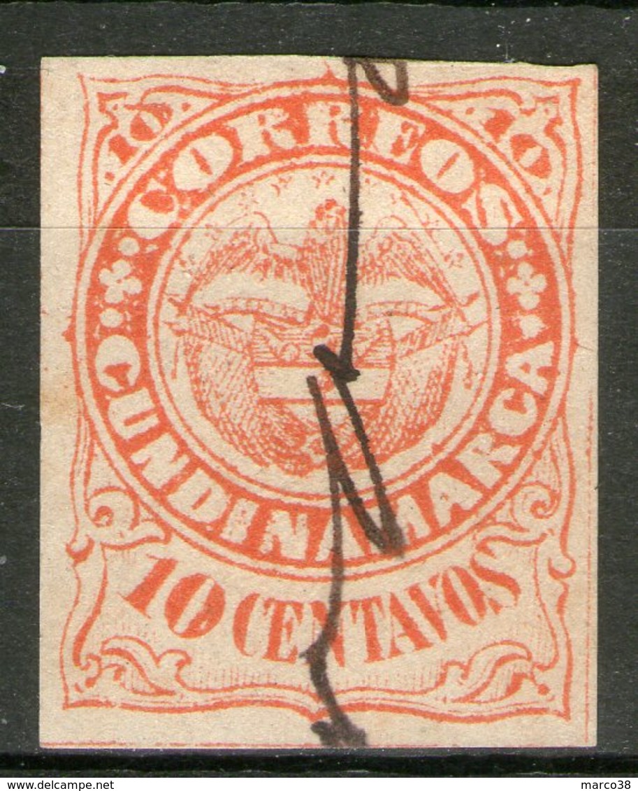 COLOMBIE:  CUNDINAMARCA N°2 Oblitéré "plume"      - Cote 25€ - - Colombie