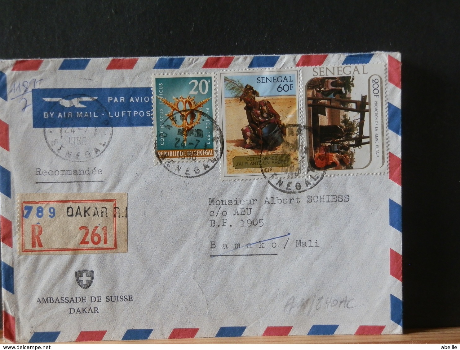 A11/840C LETTRE RECOMM. SENEGAL - Senegal (1960-...)