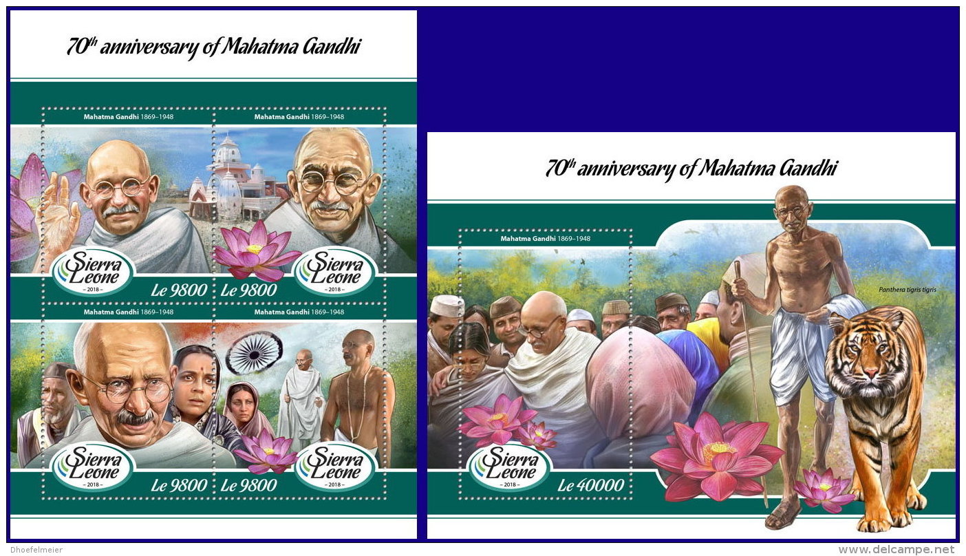 SIERRA LEONE 2018 MNH** Mahatma Gandhi M/S+S/S - OFFICIAL ISSUE - DH1808 - Mahatma Gandhi