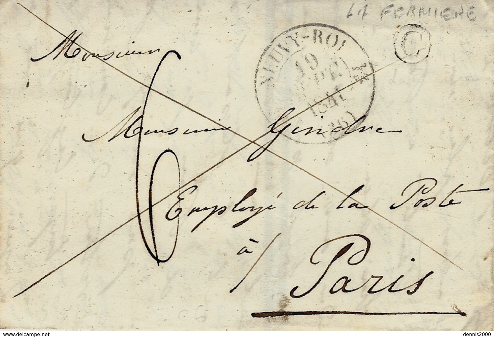 1841- Lettre De NEUVY-ROI ( Indre Et Loire ) Cad T12 Taxe 6 D Pour Paris  + C Boite Rurale De LA FERMIERE - 1801-1848: Precursori XIX