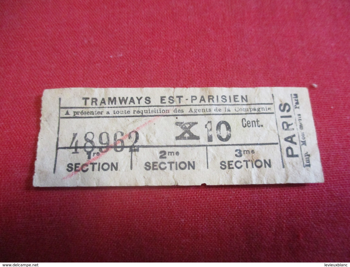 Tramway Ticket Ancien Usagé/TRAMWAYS EST-PARISIEN/ à Présenter/10 Cent /PARIS/ Mommens Paris//Vers 1900-1920   TCK123 - Europa
