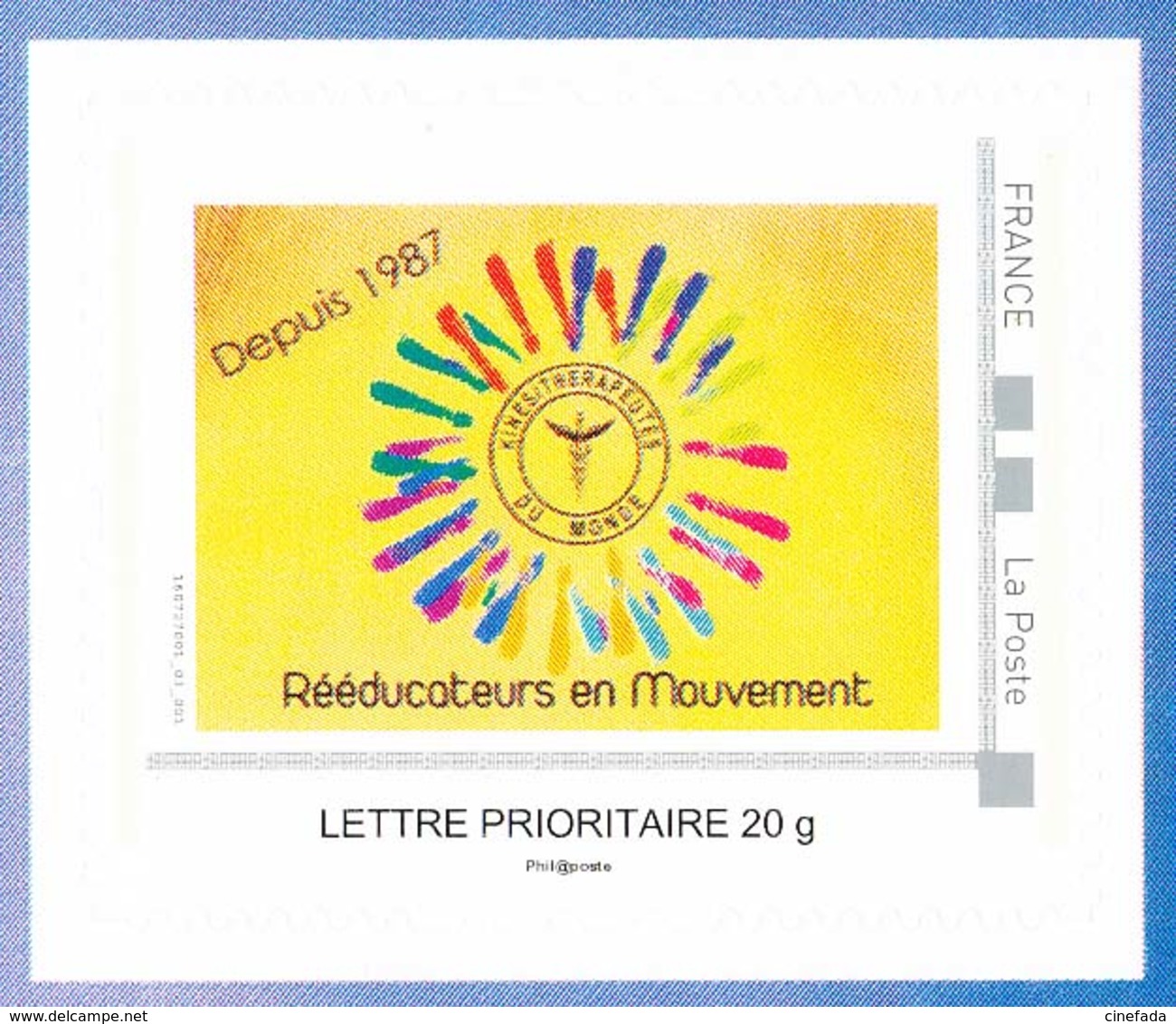 Kinésithérapeutes Du Monde. COLLECTOR De 8 Timbres Autocollants "Lettre Prioritaire 20g France" Neuf** (plié D'origine). - Collectors