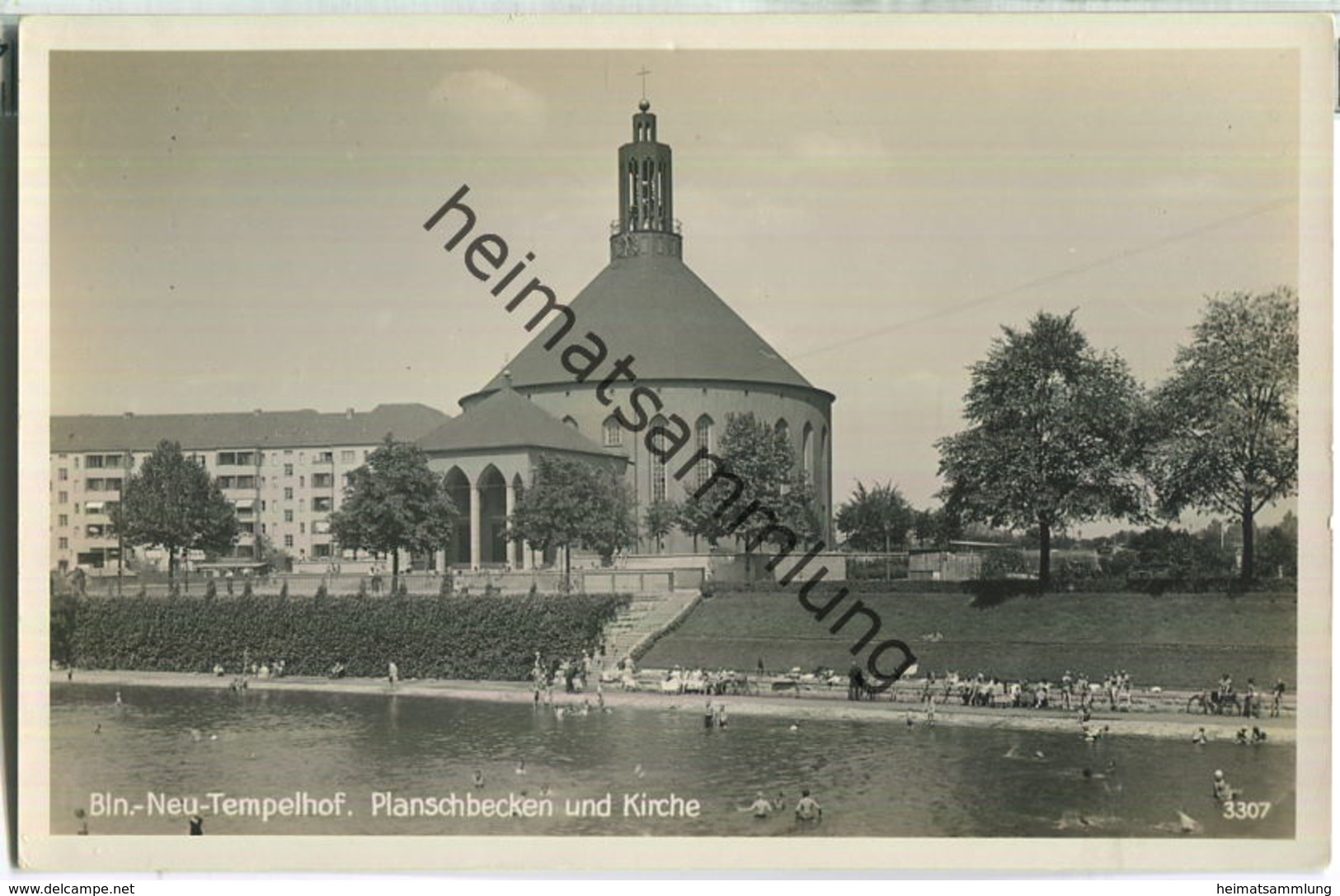 Berlin-Neu-Tempelhof - Planschbecken Und Kirche 30er Jahre - Tempelhof