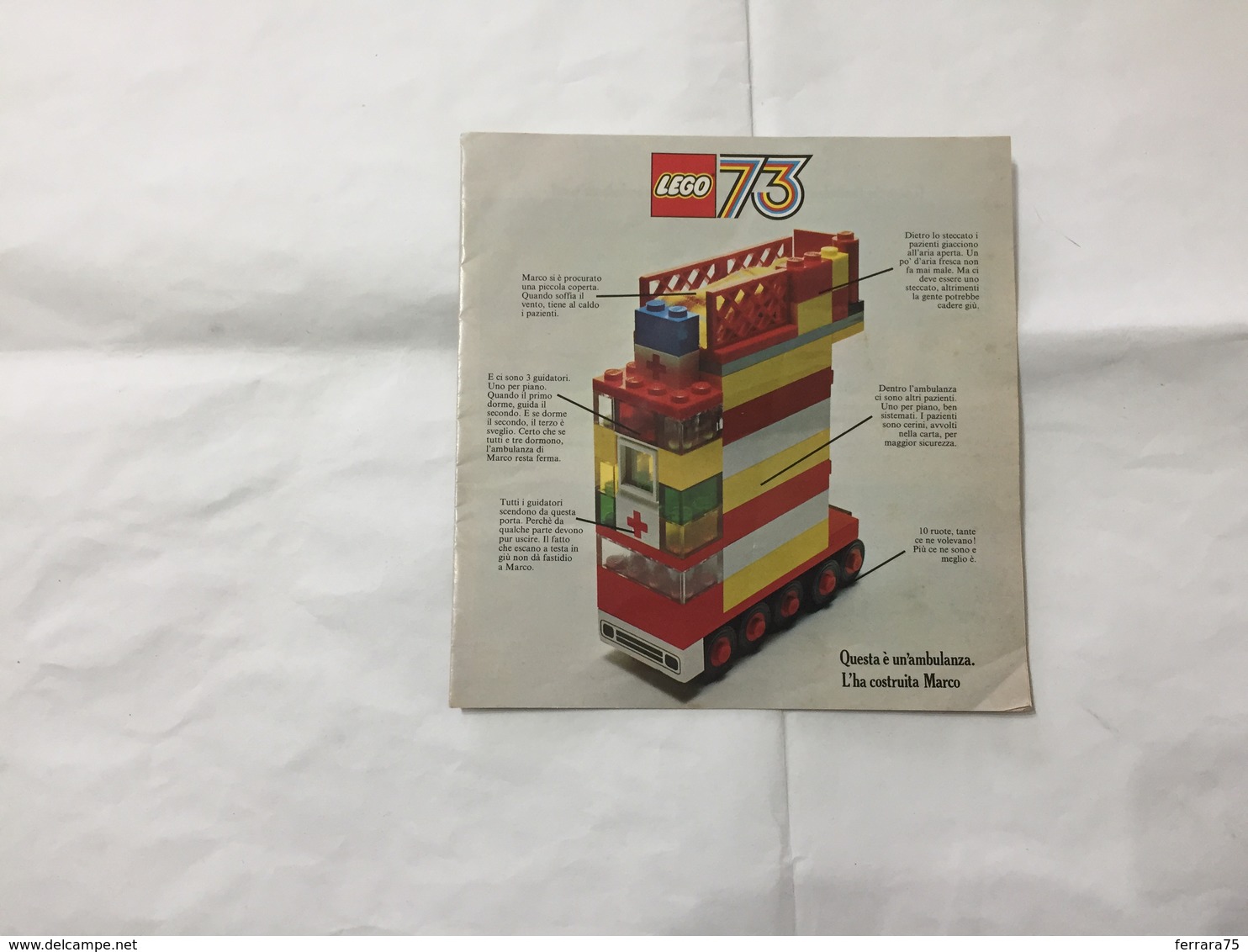 LEGO  CATALOGO DEPLIANT 1973. - Catalogues