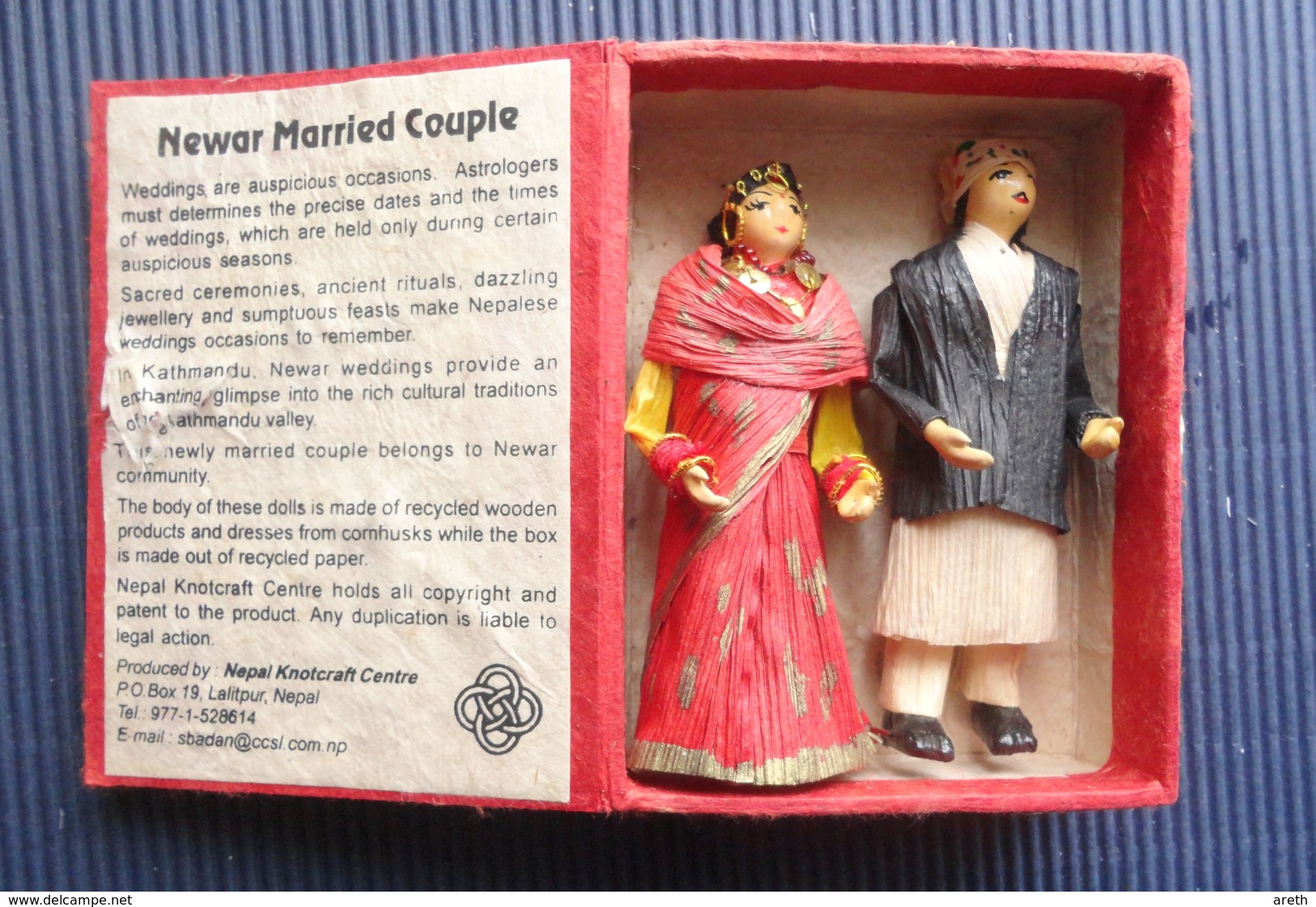 2 Figurines  : Couple De Mariés Du Peuple NEWAR - Népal - Art Asiatique