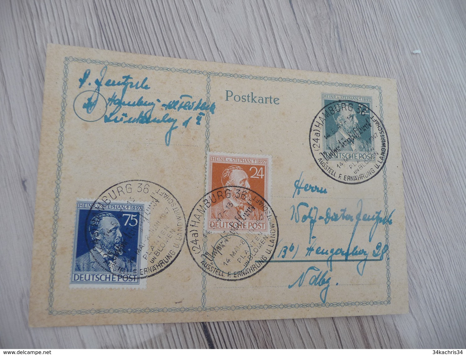 Lettre Allemagne Deutsche Post 3 TP Anciens Planten Un Blomen 1947 - Other & Unclassified