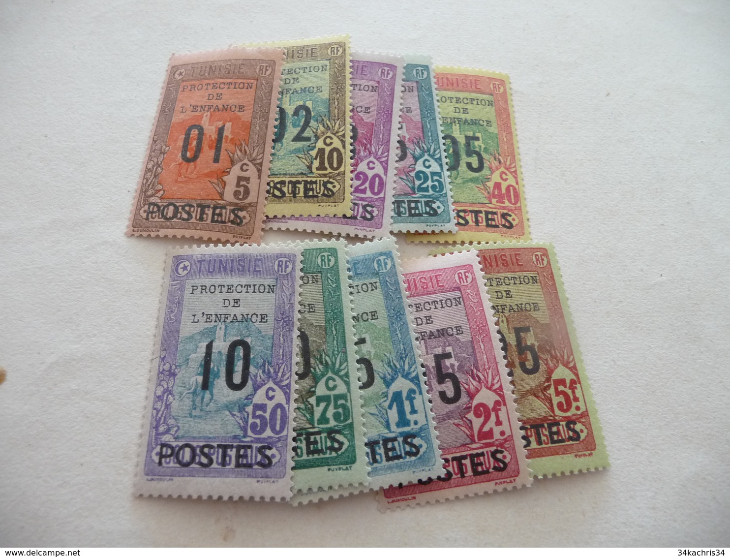 TP France Colonie Française Tunisie N°110 à  119  Charnière - Unused Stamps