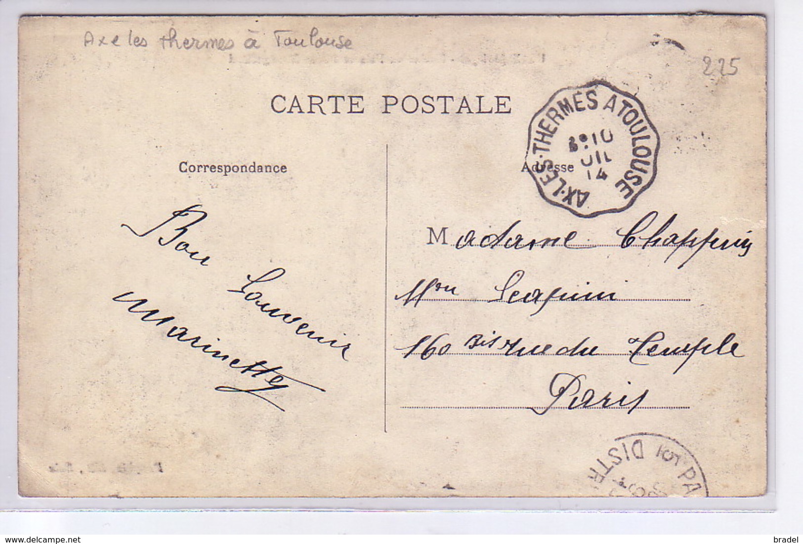 Oblitération Cachet Convoyeur De Ax Les Thermes Ã  Toulouse, Cp Foix, Ariége, Rocher De Foix Et Plaine Montgaillard - Posta Ferroviaria