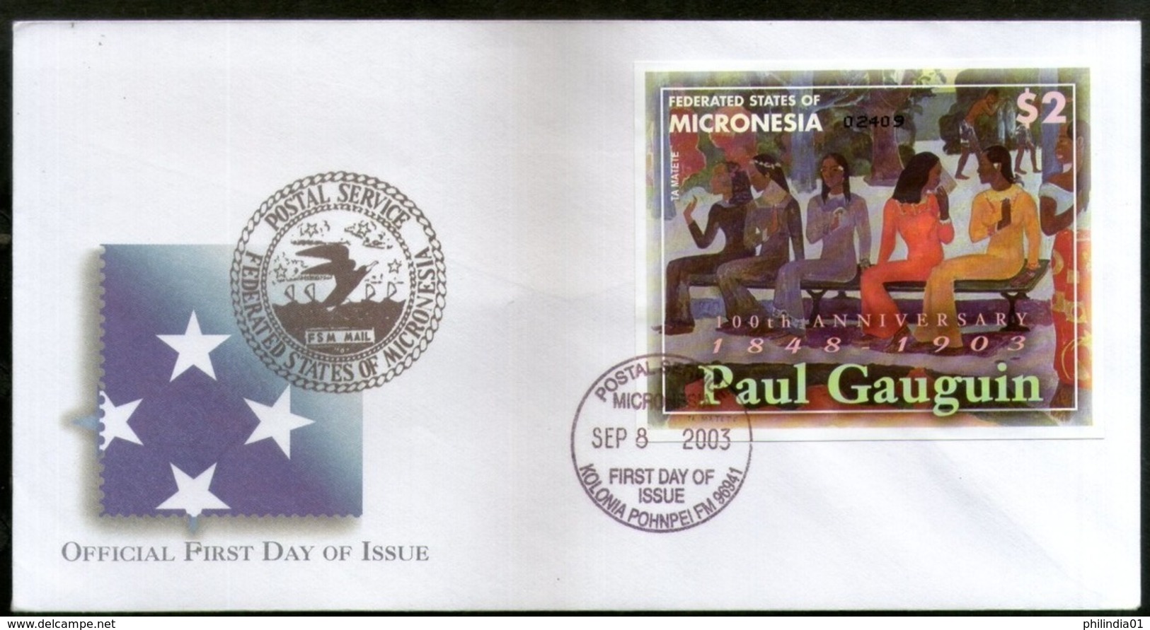 Micronesia 2003 Paul Gauguin Paintings Art Sc 558 M/s FDC # 16563 - Other & Unclassified