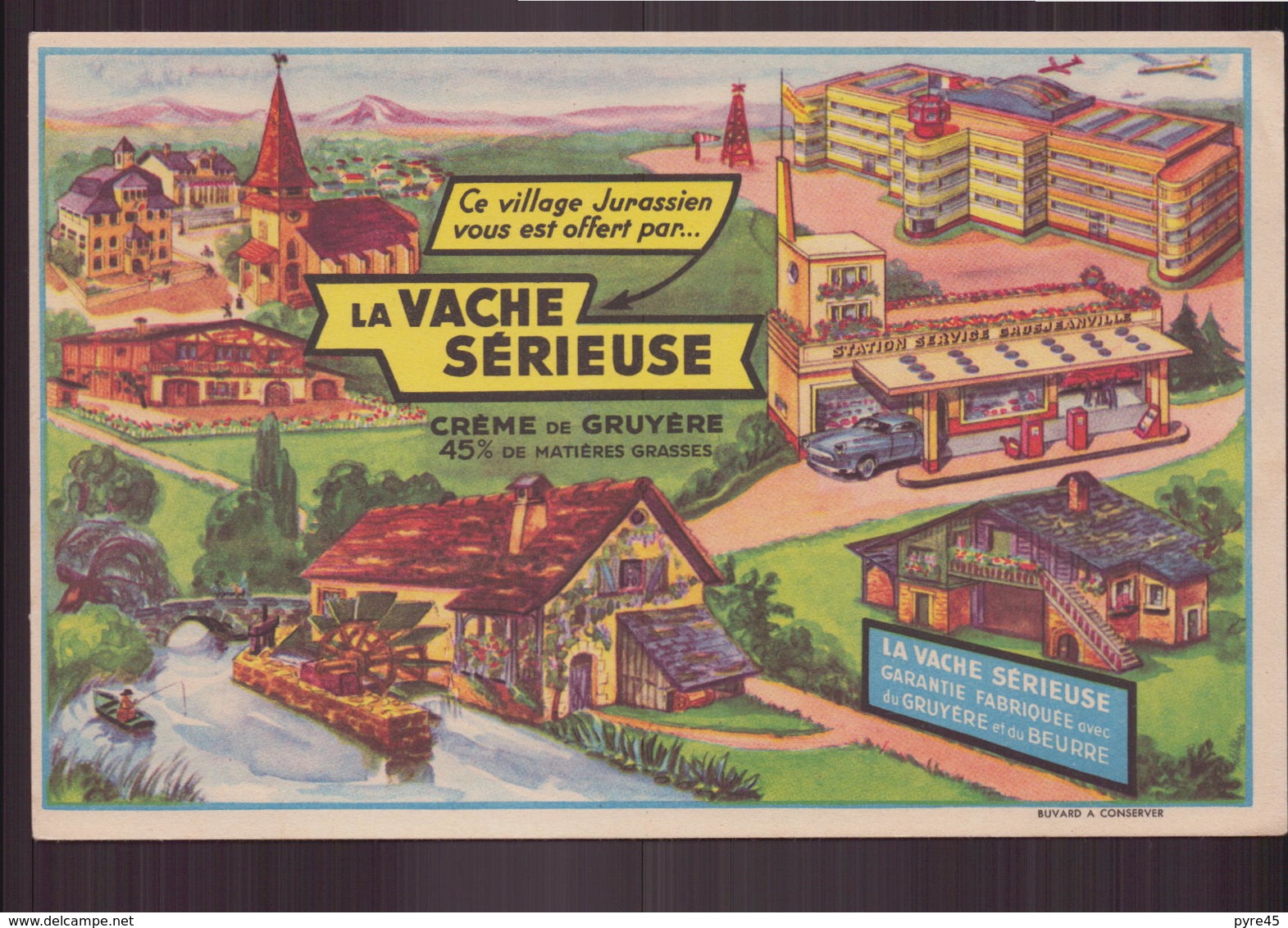 Buvard " La Vache Sérieuse " Crème De Gruyère ( 21 X 13.5 Cm ) Pliures Déchirures - Produits Laitiers