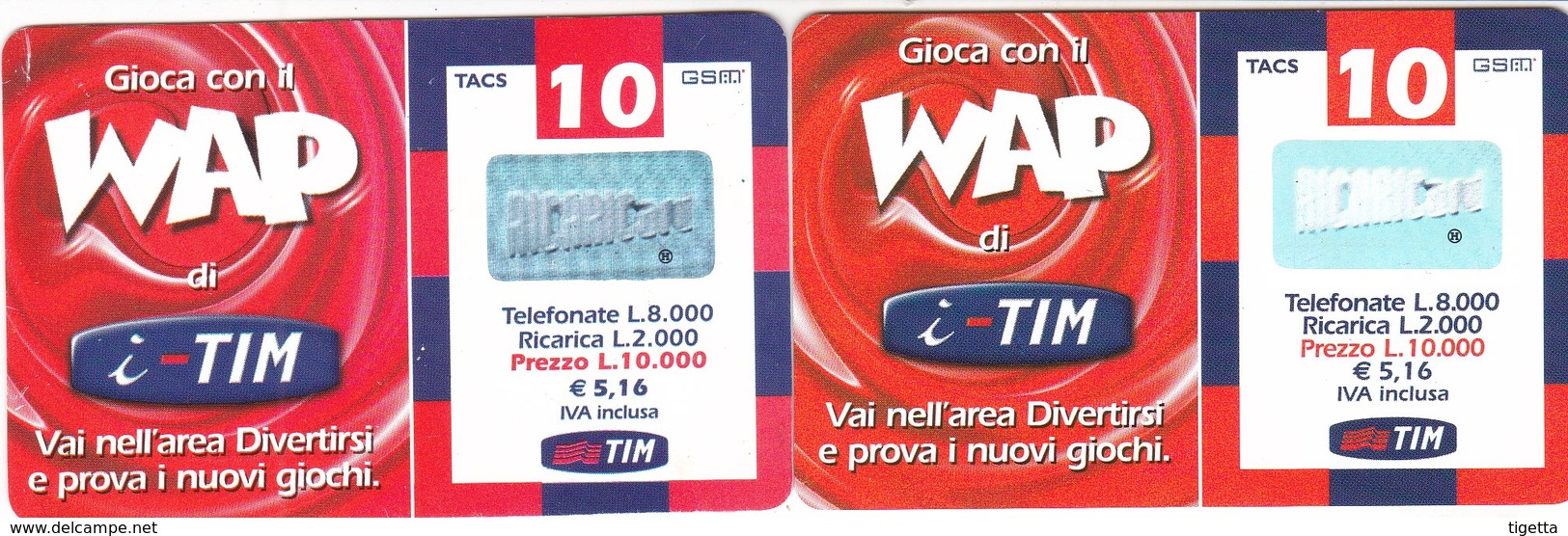 LOTTO 33 DI N° 2 SCHEDE PREPAGATE & RICARICHE "TIM GIOCA COM IL WAP" TUTTE DIVERSE - Schede GSM, Prepagate & Ricariche