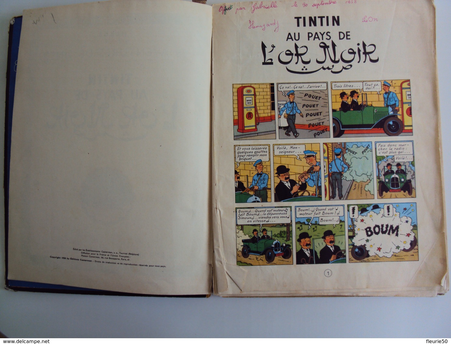 B.D. TINTIN AU PAYS DE L'OR NOIR. Edition Casterman 1950 Tournai (Belgique). - Hergé